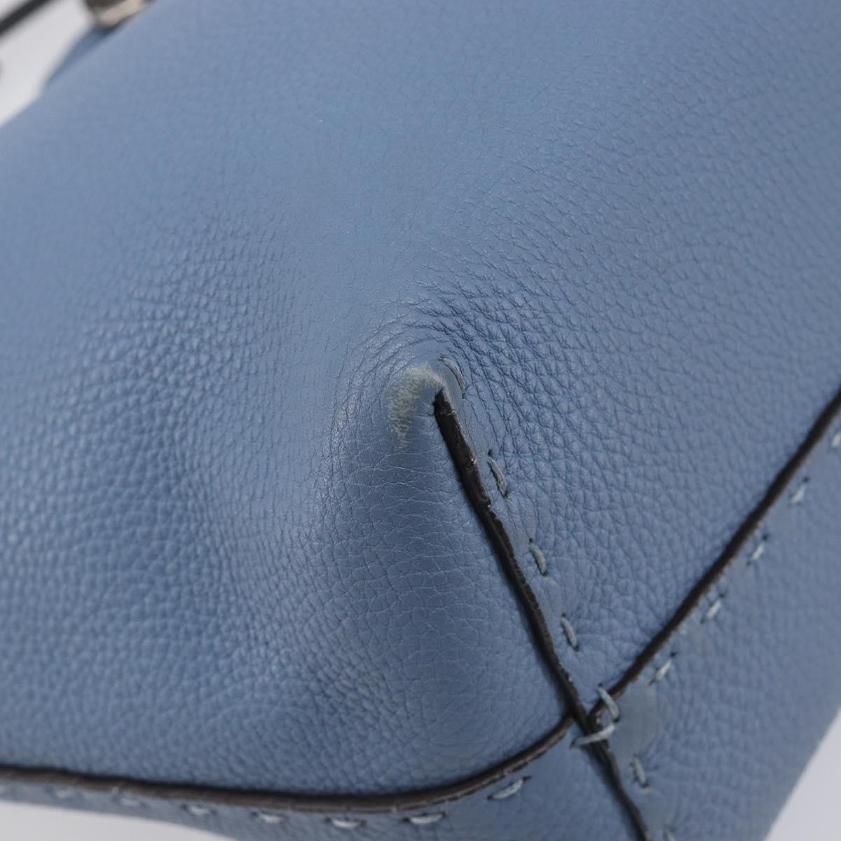Fendi Selleria Carla Leather, Blue, Leather, Tote Bag