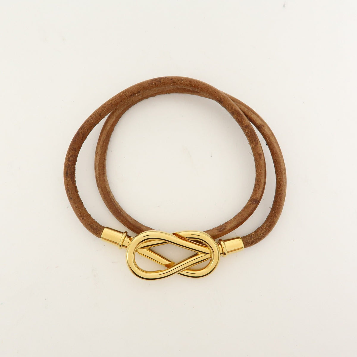 Hermes Jumbo Hook Choker Woven Leather and Metal, Brown, Leather, Necklace