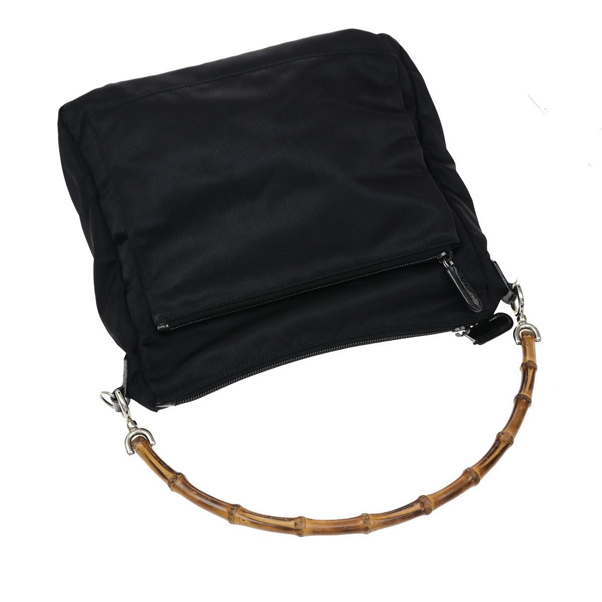 Gucci Sherry bamboo Nylon, Black, Nylon, Shoulder Bag