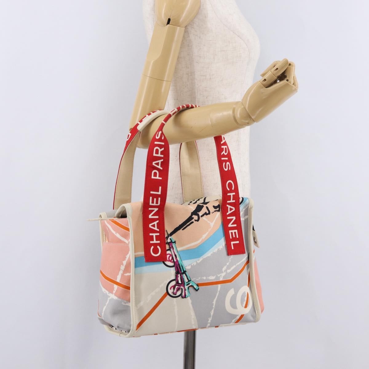 Chanel Eiffel Tower Printed Canvas, Multicolour, Canvas, Tote Bag
