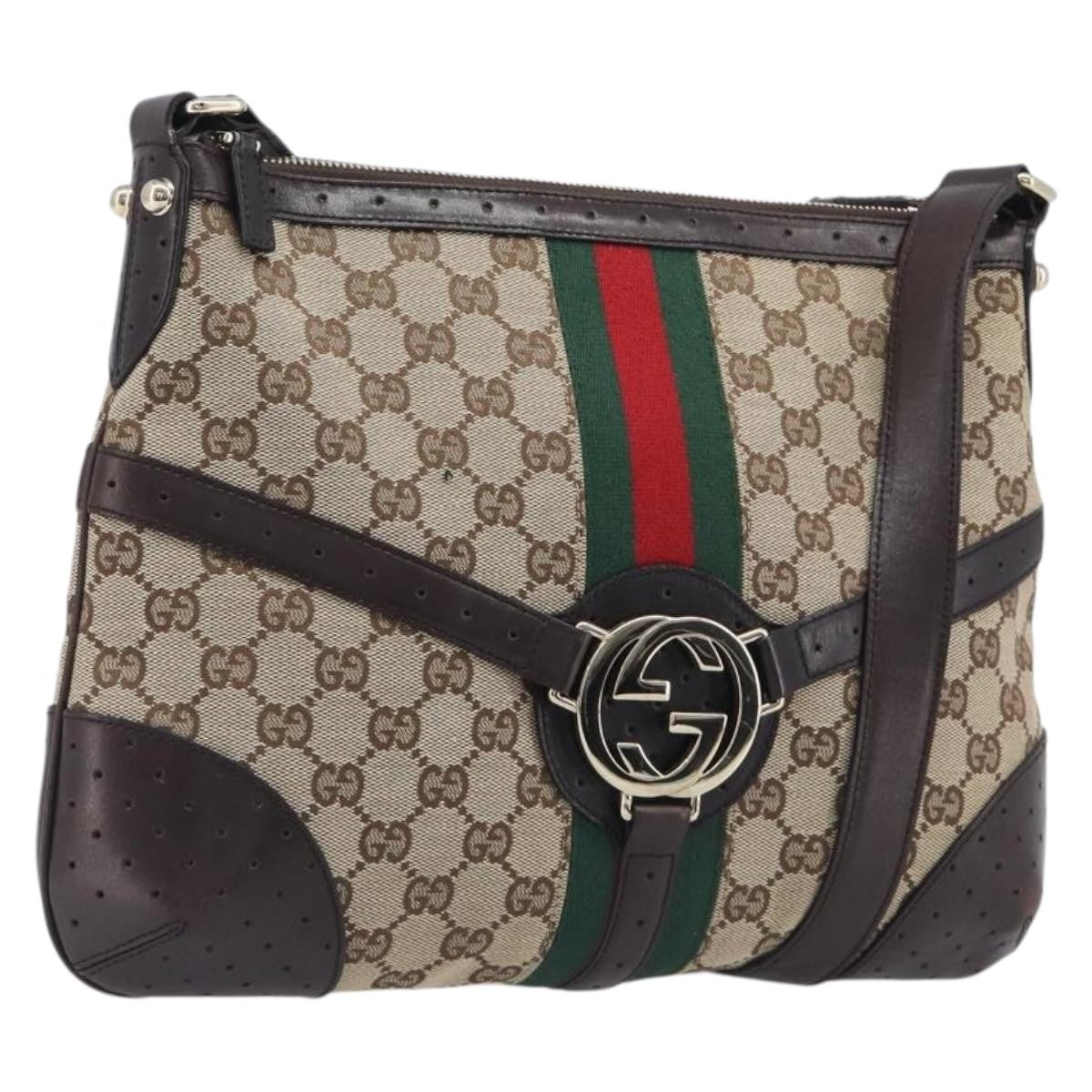Gucci Reins Web Canvas, Beige, Canvas, Shoulder Bag