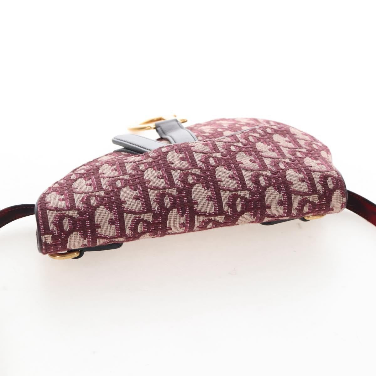 Christian Dior Saddle Belt Oblique Canvas, Burgundy, Canvas, Handbag