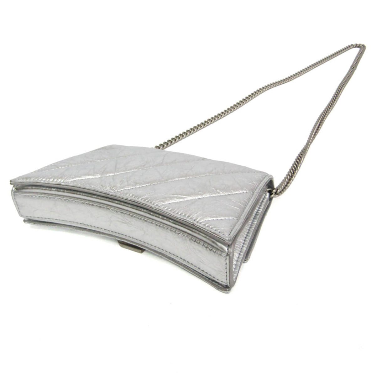 Balenciaga Crush Chain Flap Leather, Silver, Leather, Handbag