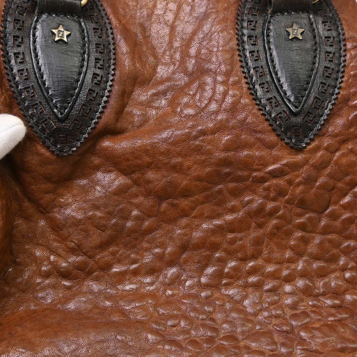 Fendi Handbag canvas, Brown, Leather, Handbag