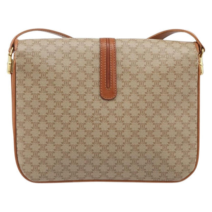 Celine Vintage Macadam Canvas and Leather, Beige, Canvas, Shoulder Bag