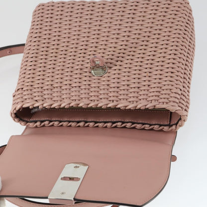 Salvatore Ferragamo Boxyz Top Handle Woven Leather, Pink, Leather, Handbag