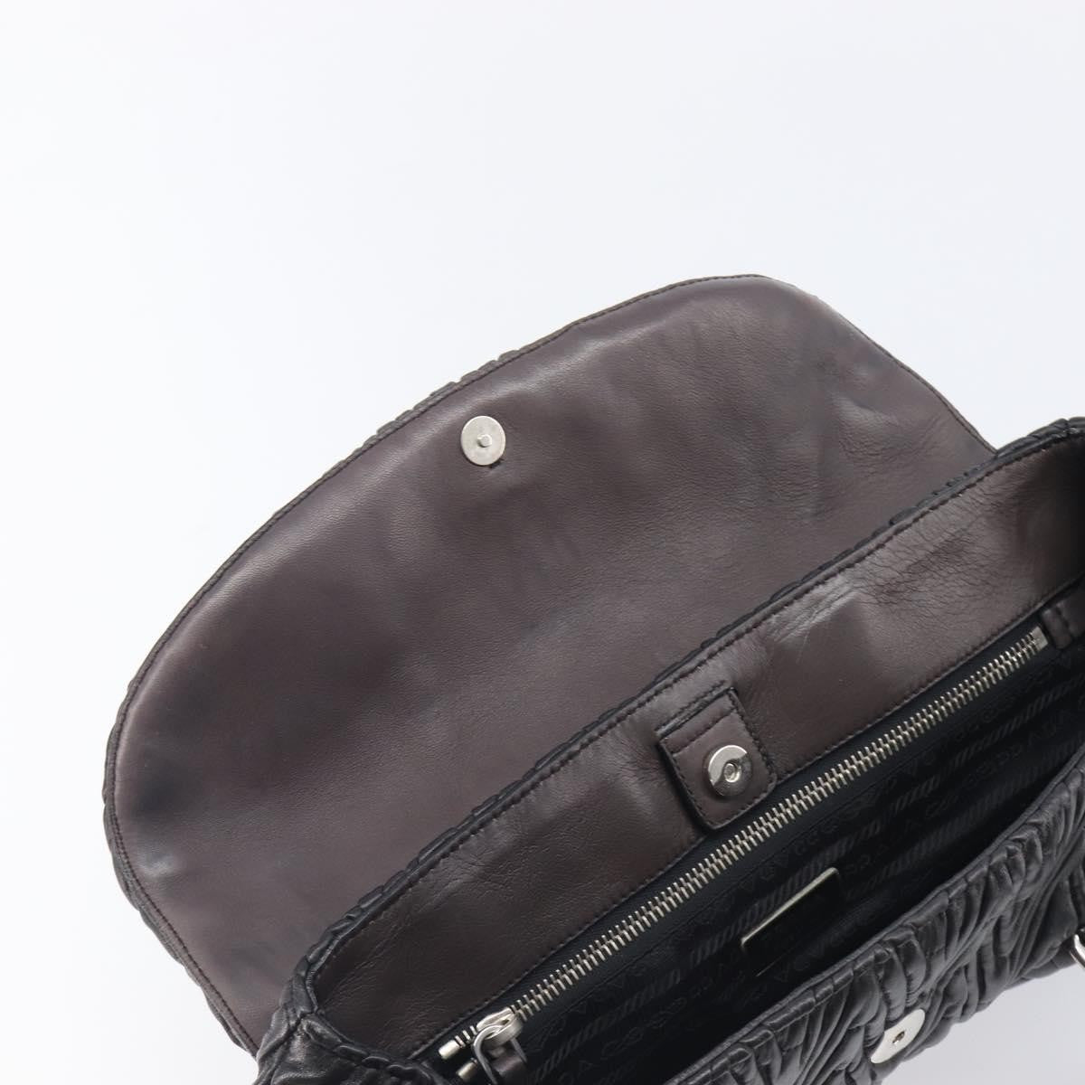 Prada Flap Chevron Nappa, Black, Leather, Shoulder Bag