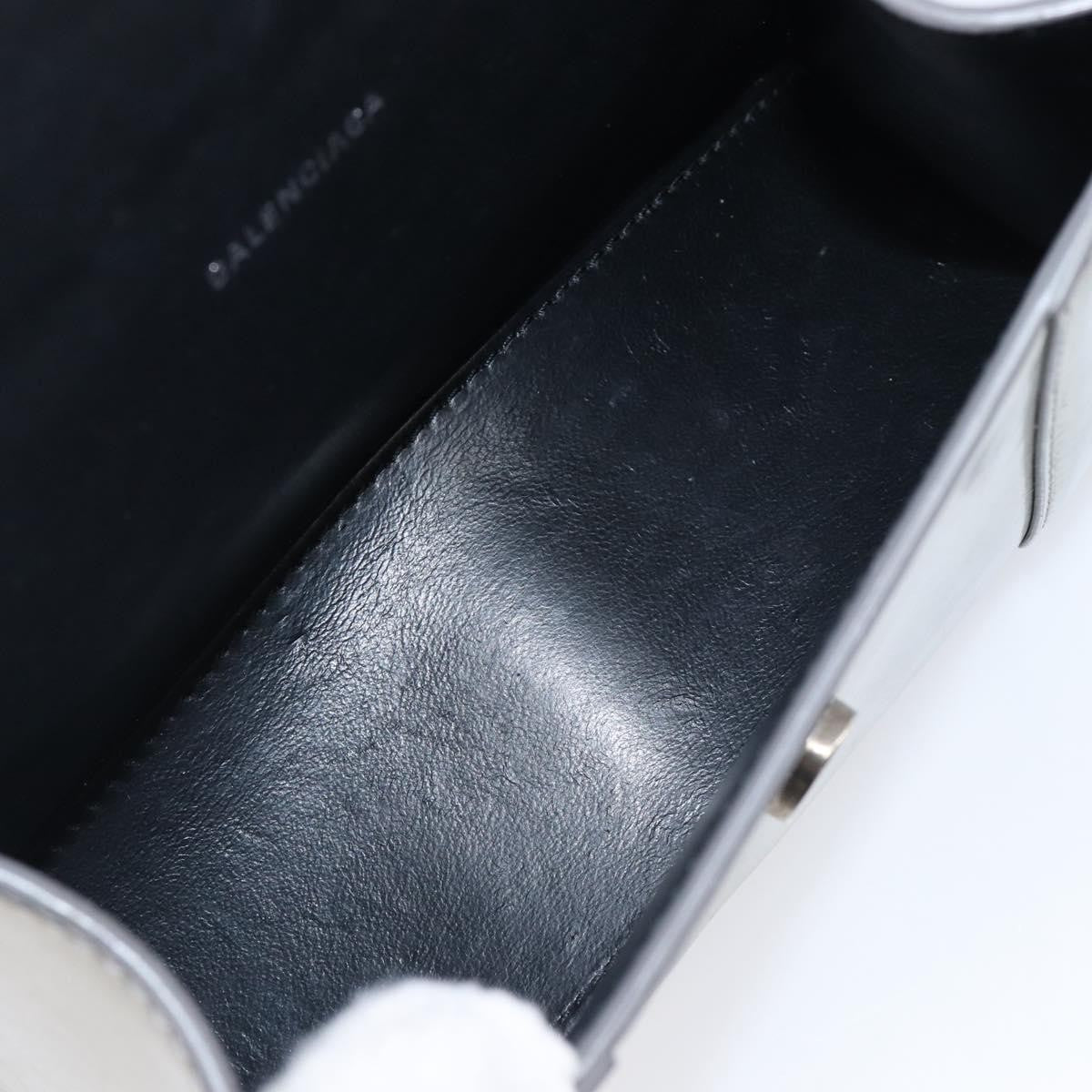 Balenciaga Hourglass Top Handle Leather, Silver, Leather, Handbag