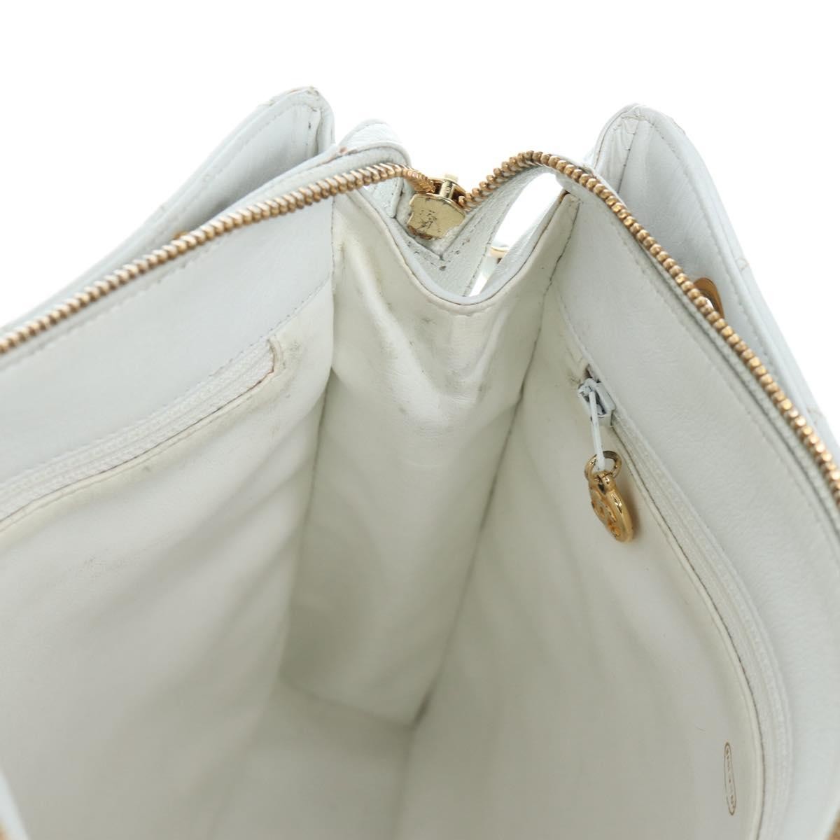 Chanel Shoulder Quilted Leather, White, Leather, Shoulder Bag