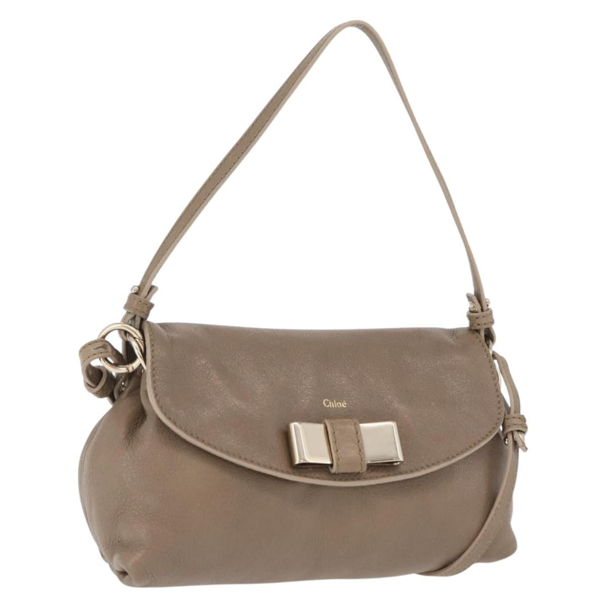 Chloe Lily Leather, Beige, Leather, Shoulder Bag