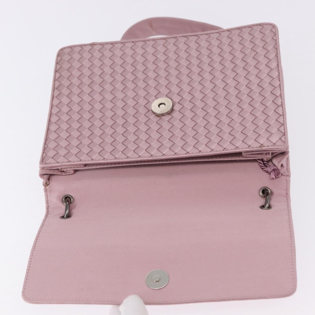 Bottega Veneta Flap Intrecciato Satin, Pink, Satin, Shoulder Bag
