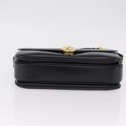 Celine Flap Shoulder Leather, Black, Leather, Shoulder Bag