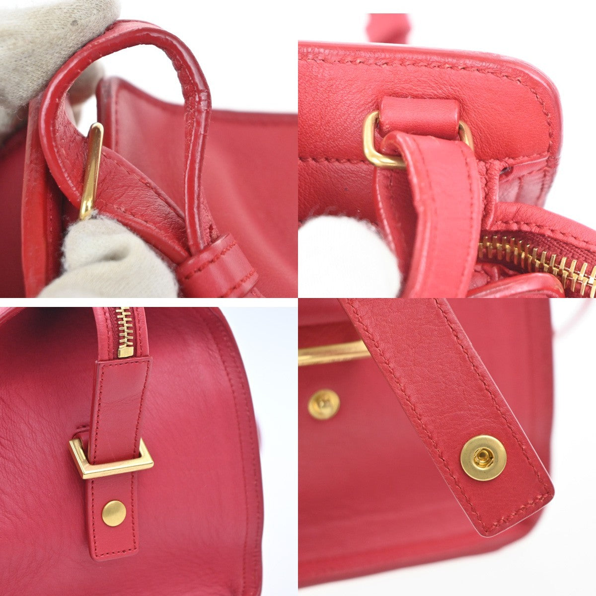 Saint Laurent Classic Y Cabas Leather, Red, Leather, Tote Bag
