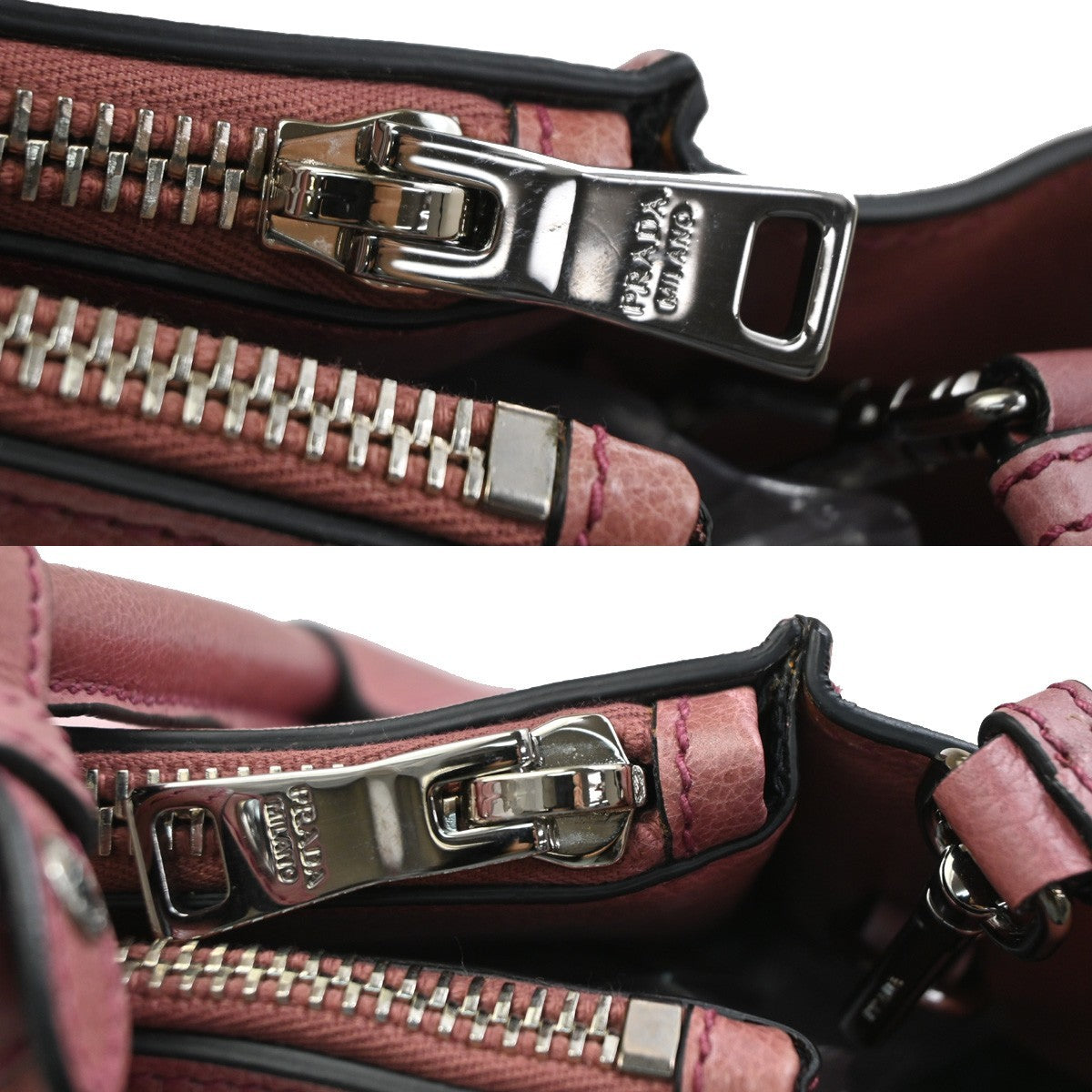 Prada Double Zip Lux Convertible Saffiano Leather, Pink, Leather, Tote Bag