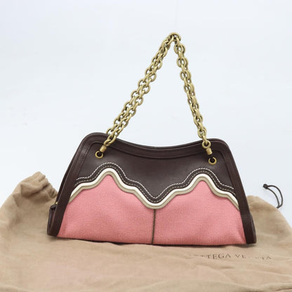 Bottega Veneta Chain Handle Canvas, Pink, Leather, Handbag