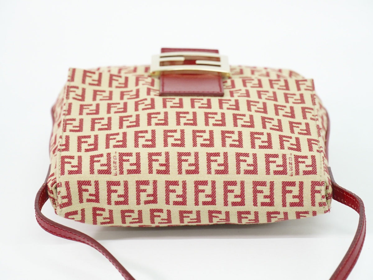 Fendi Vintage Flap Zucchino Coated Canvas, Beige, Canvas, Crossbody Bag