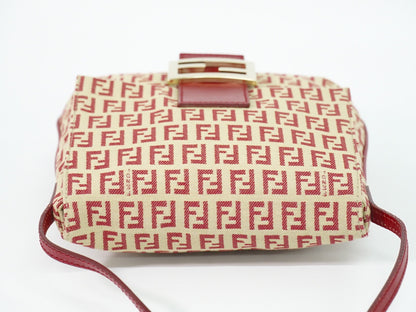 Fendi Vintage Flap Zucchino Coated Canvas, Beige, Canvas, Crossbody Bag