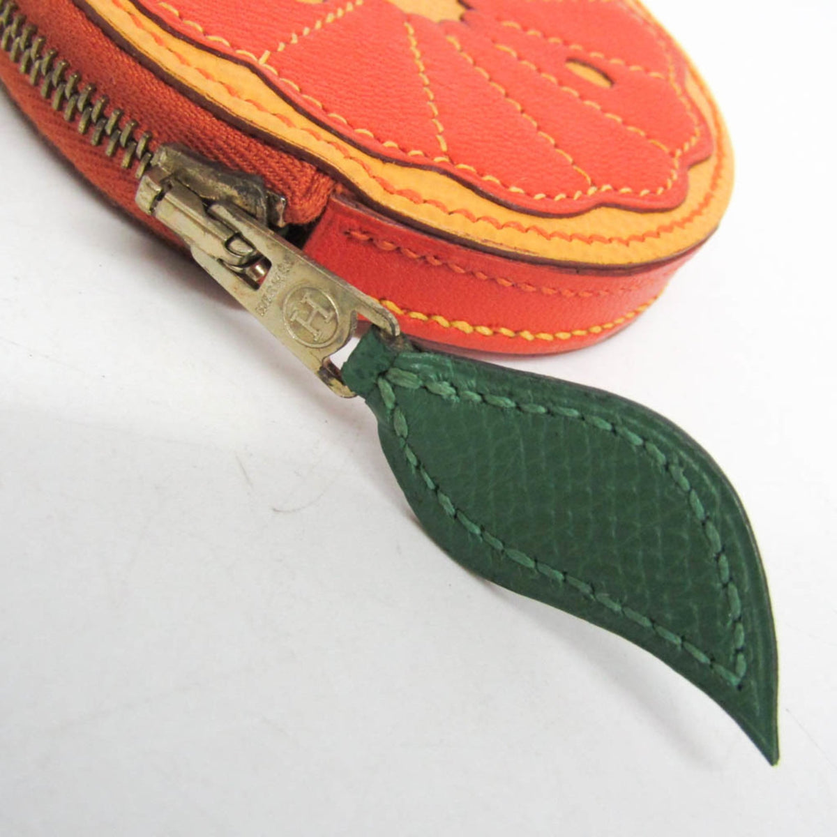 Hermes Orange Slice Coin Leather, Orange, Leather, Clutch