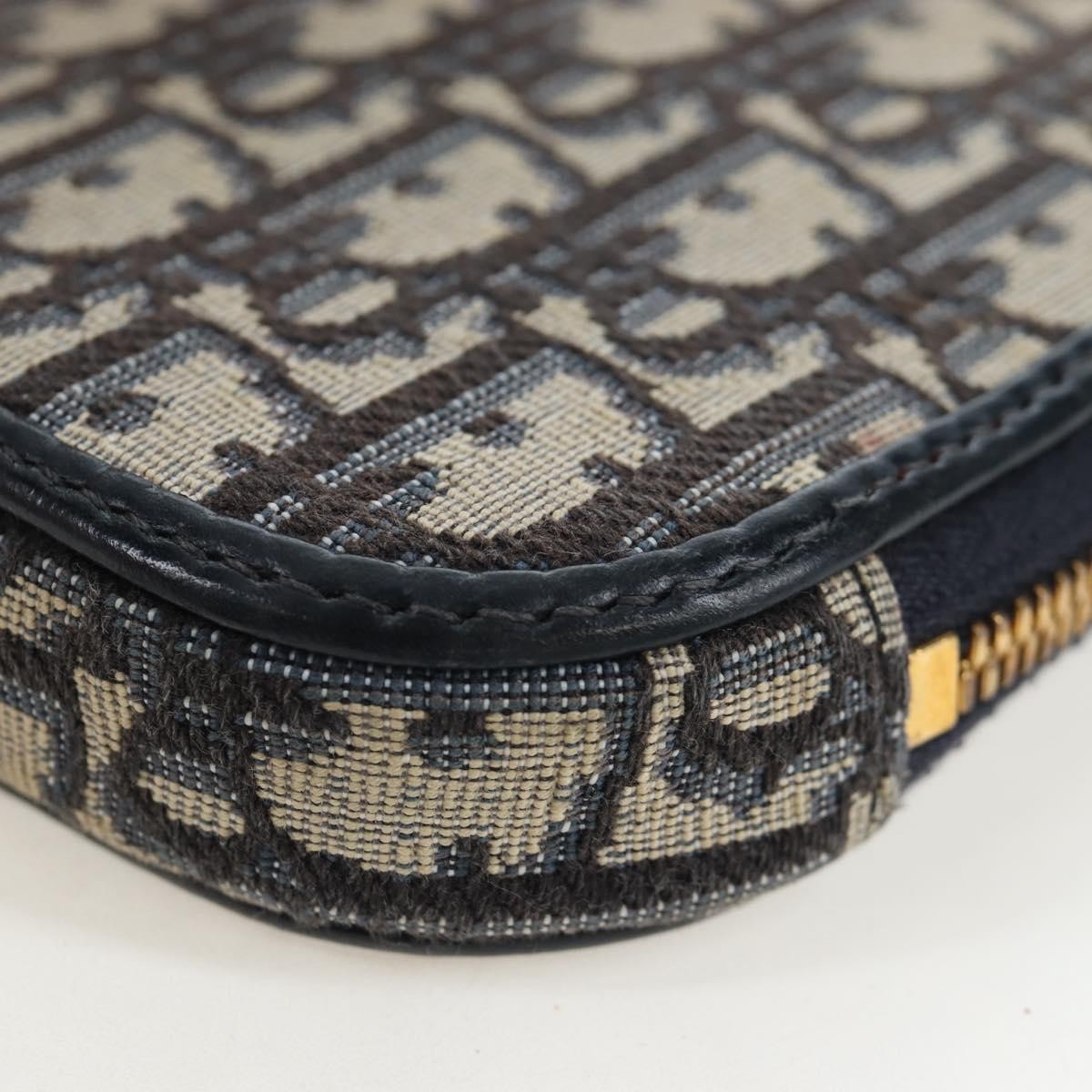 Christian Dior 30 Montaigne Phone Holder on Chain Oblique Canvas, Navy, Canvas, Crossbody Bag
