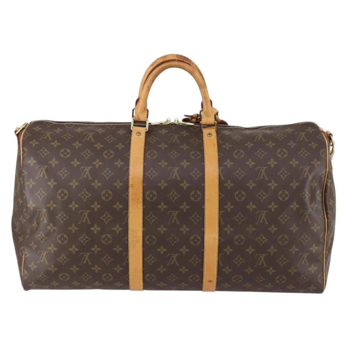 Louis Vuitton Keepall Bag Monogram Canvas, BROWN, CANVAS, Travel bag