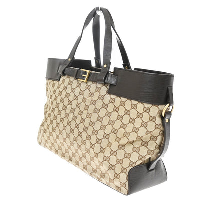 Gucci Belted Bucket GG Canvas with Leather, Brown, Canvas, Tote Bag