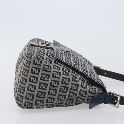 Fendi Zucchino Mamma Baguette Canvas, Navy, Canvas, Shoulder Bag