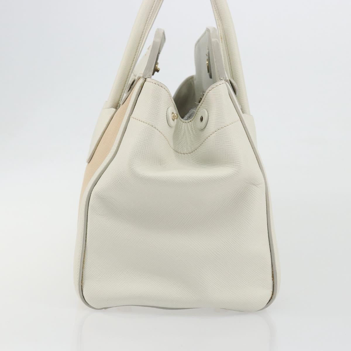 Prada Cuir Frame Convertible Canvas and Saffiano Leather, Beige, Canvas, Tote Bag