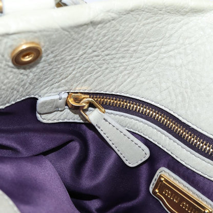 Miu Miu Bow Satchel Cervo Leather, Gray, Leather, Handbag