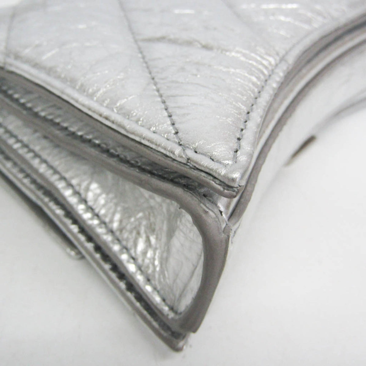 Balenciaga Crush Chain Flap Leather, Silver, Leather, Handbag