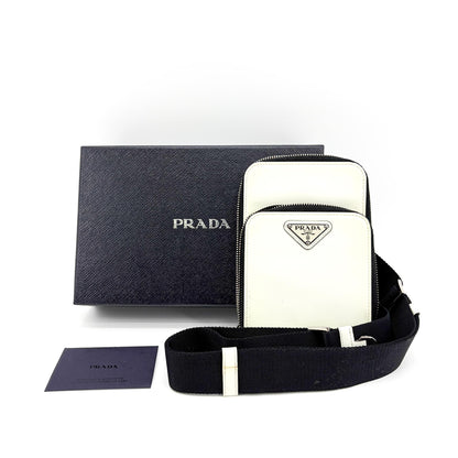 Prada Smartphone Case Saffiano Leather, White, Patent Leather, Tech Accessory