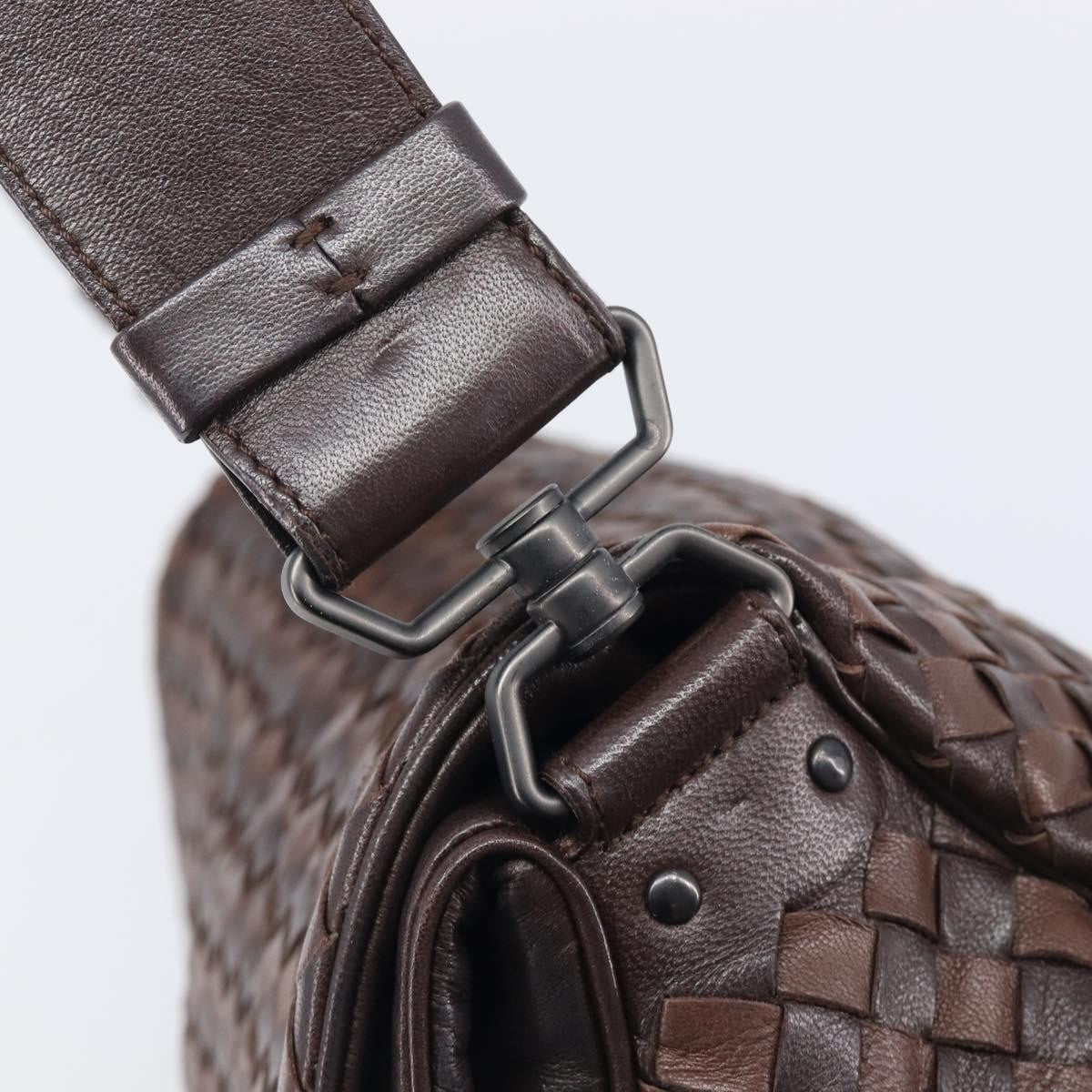 Bottega Veneta Intrecciato Shoulder Leather, Brown, Leather, Shoulder Bag