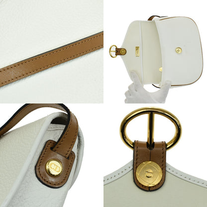 Christian Dior Vintage CD Flap Leather, White, Leather, Shoulder Bag