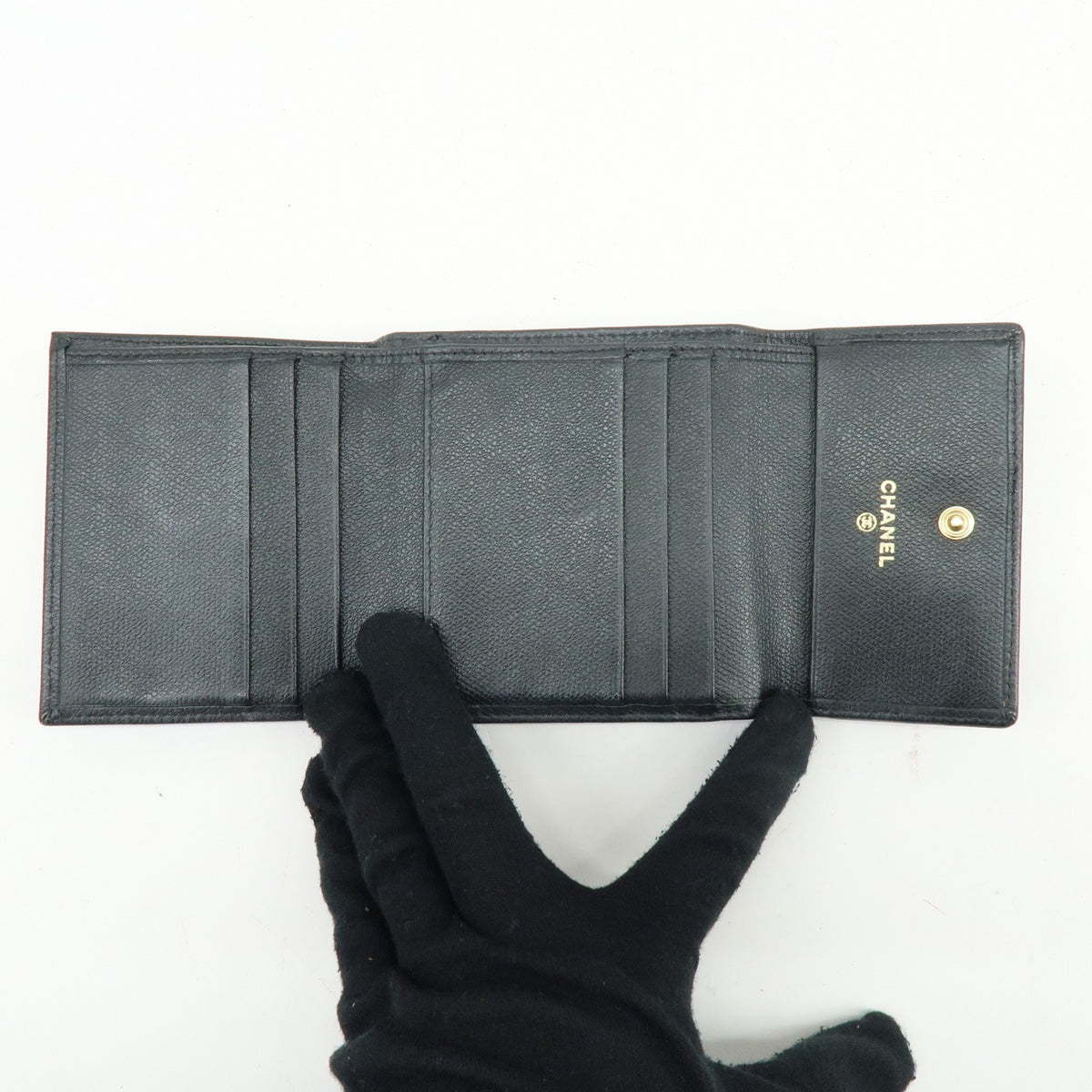Chanel CC Button Coin Purse Leather, Black, Calfskin, Card Holder