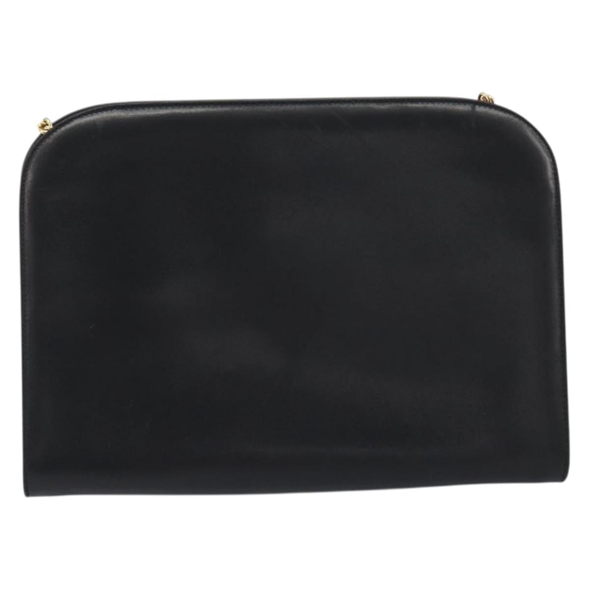 Salvatore Ferragamo Vintage Gancini Chain Leather, Black, Leather, Shoulder Bag
