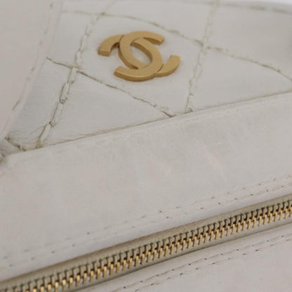 Chanel Vintage CC Zip Around Bowler Quilted Caviar, White, Leather, Handbag