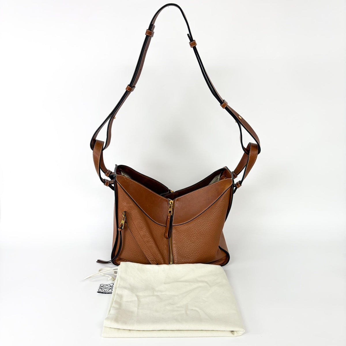 Loewe Hammock Leather, Brown, Leather, Handbag