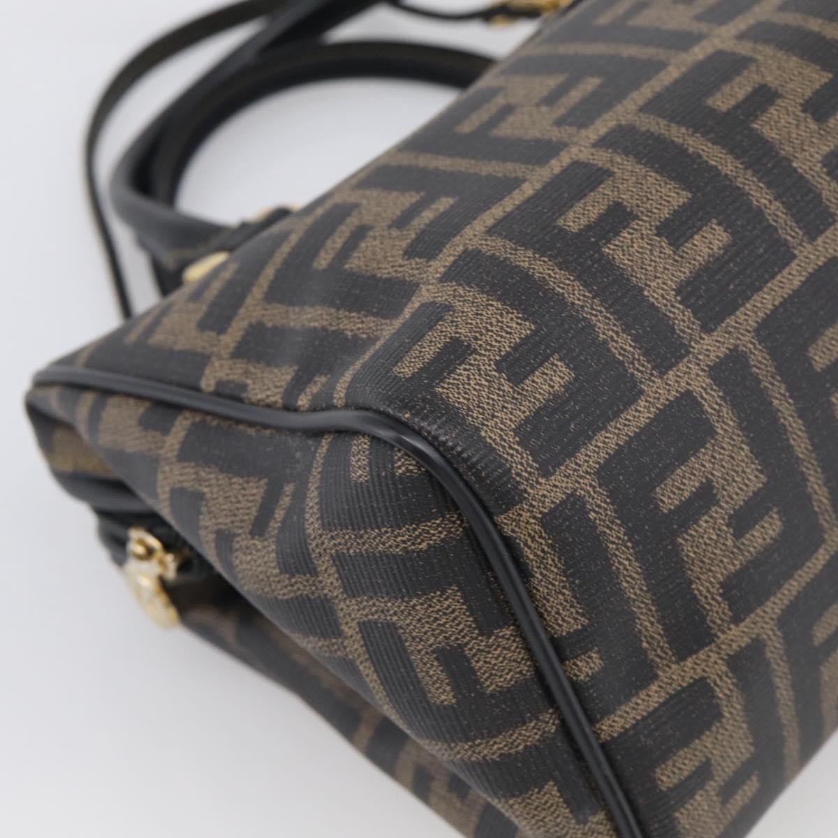 Fendi Convertible Boston Zucca Canvas, Brown, Canvas, Handbag