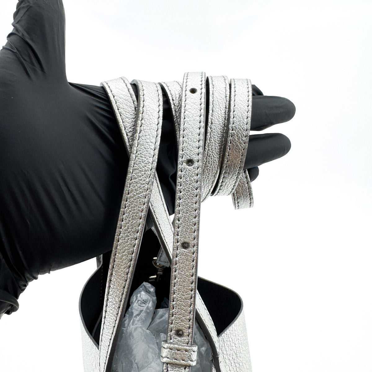 Balenciaga Everyday Patent, Silver, Leather, Tote Bag
