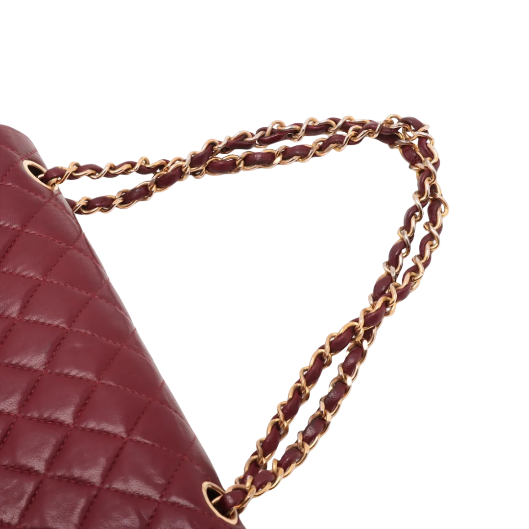 Chanel Vintage Classic Double Flap Bag Leather, RED, LEATHER, Shoulder bag