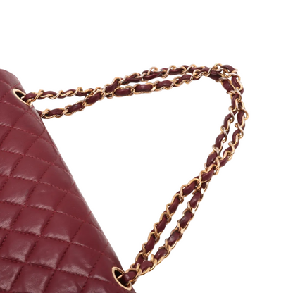 Chanel Vintage Classic Double Flap Bag Leather, RED, LEATHER, Shoulder bag