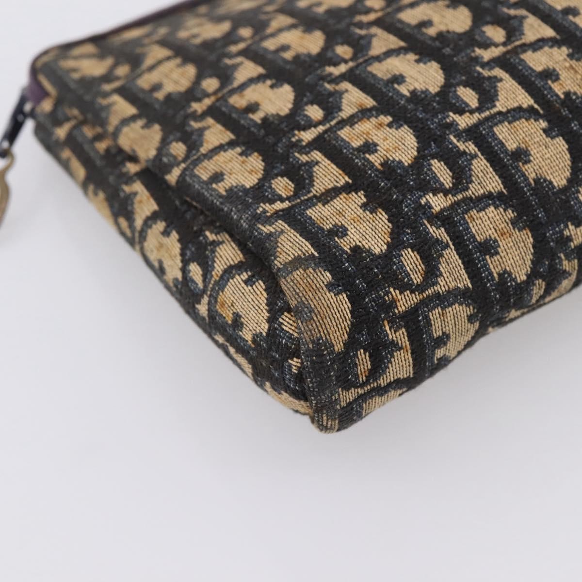 Christian Dior Wristlet Clutch Oblique Canvas, Navy, Canvas, Clutch