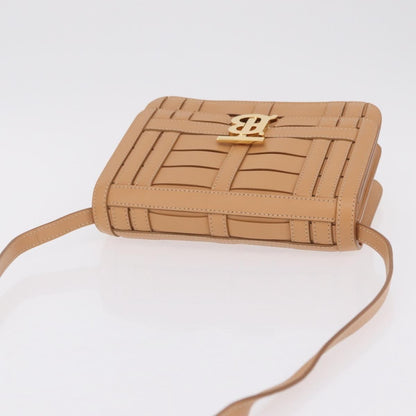 Burberry TB Flap Woven Leather, Beige, Leather, Handbag