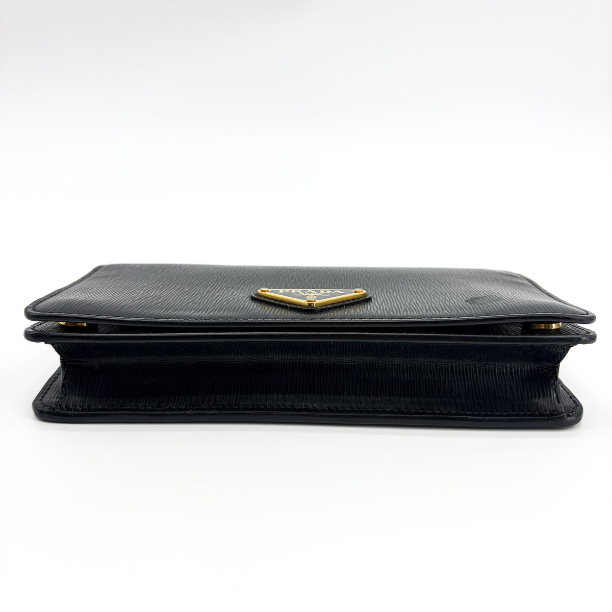 Prada Wallet on Chain Saffiano Leather, Black, Leather, Crossbody Bag