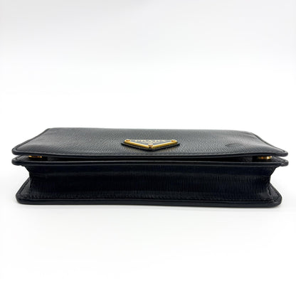 Prada Wallet on Chain Saffiano Leather, Black, Leather, Crossbody Bag
