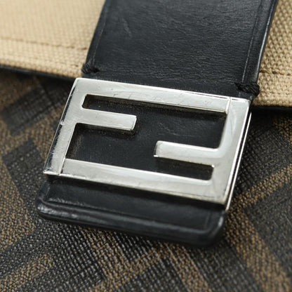 Fendi Baguette Zucca Canvas with Leather, Brown, Canvas, Crossbody Bag
