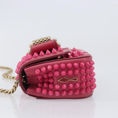 Christian Louboutin Sweet Charity Spiked Leather, Pink, Leather, Crossbody Bag
