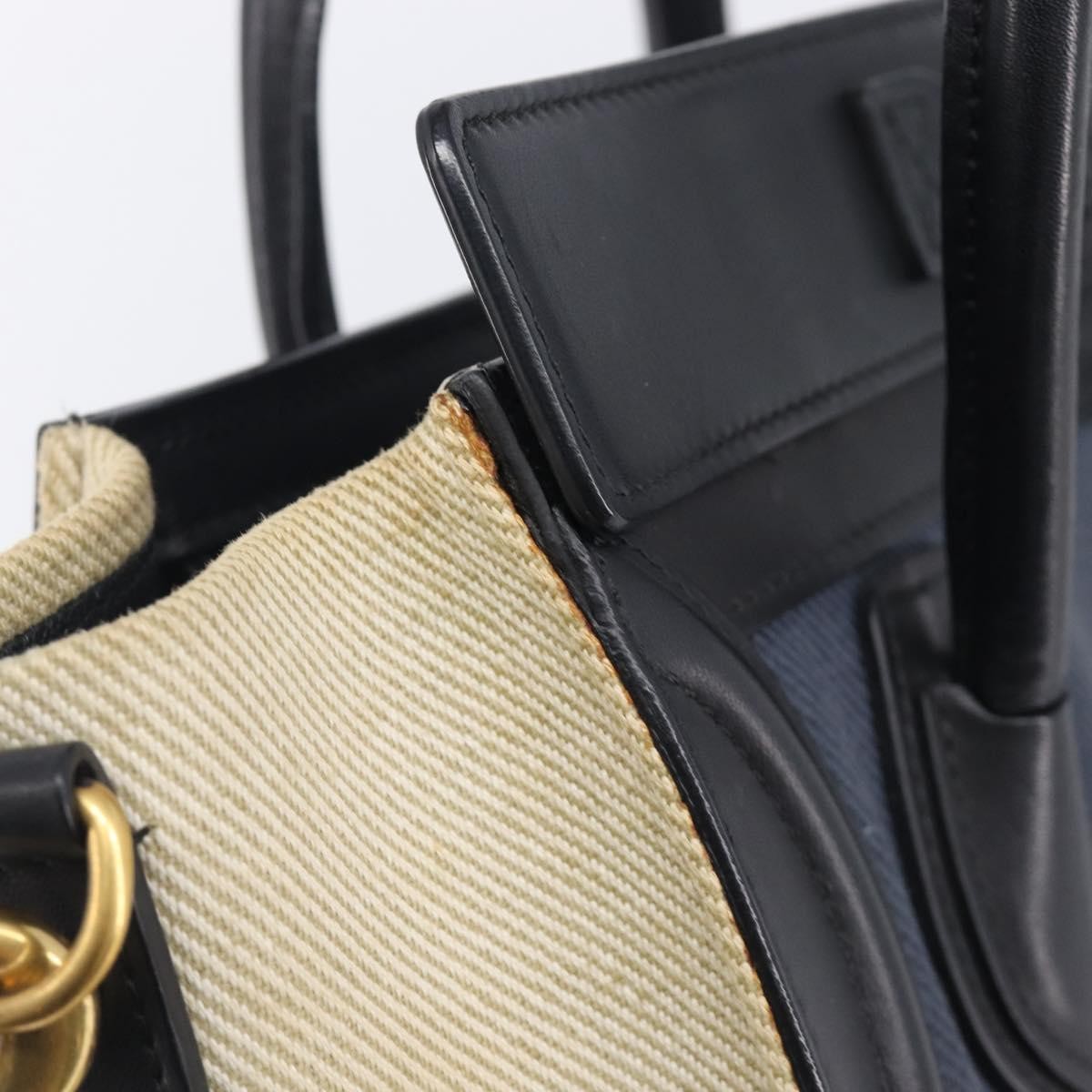 Celine Tricolor Luggage Canvas and Leather, Navy, Canvas, Handbag