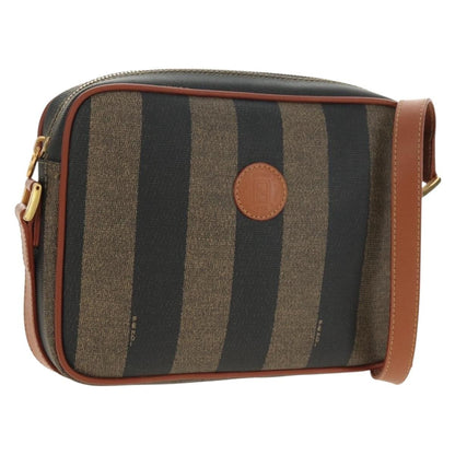 Fendi Vintage Pequin Coated Canvas, Brown, Canvas, Tote Bag