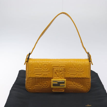 Fendi Baguette NM Bag Zucca Embossed Leather, YELLOW, LEATHER, Shoulder bag