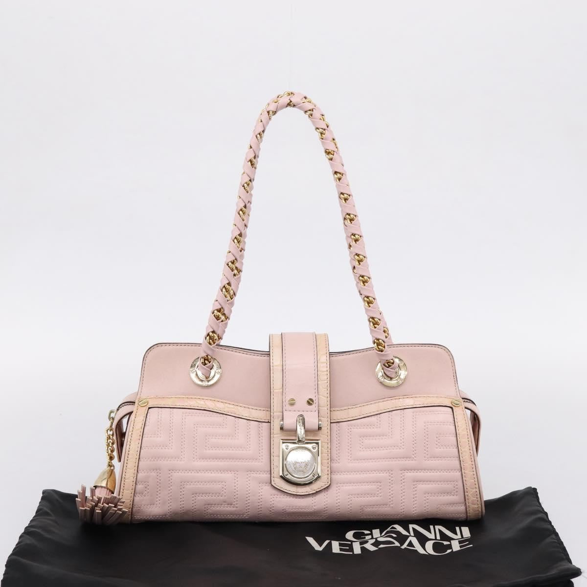 Versace Vintage Tote Leather, Pink, Leather, Tote Bag